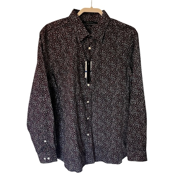 NWT Perry Ellis Red White Blue Micro Print Long Sleeve Dress Shirt New XL Slim F - Picture 1 of 10